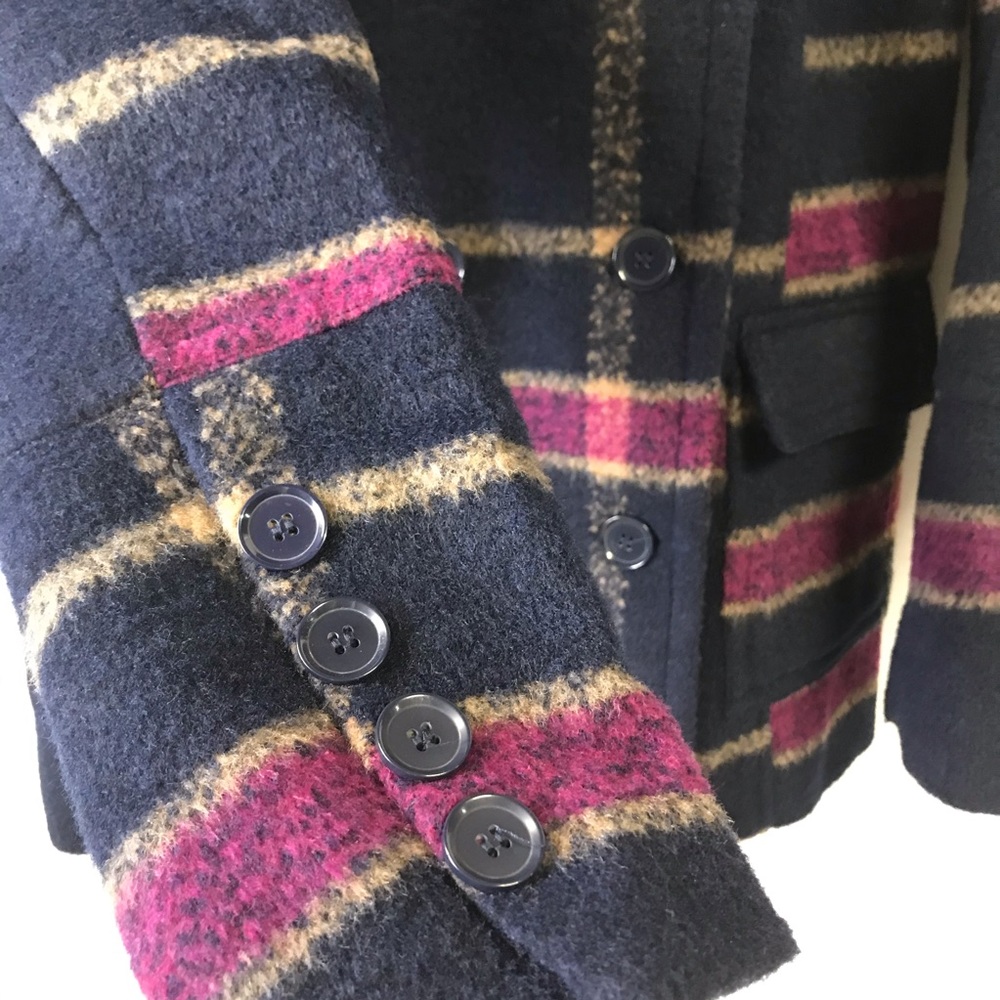 Host Pick Double Breasted Plaid Jacket Euc White … - image 3